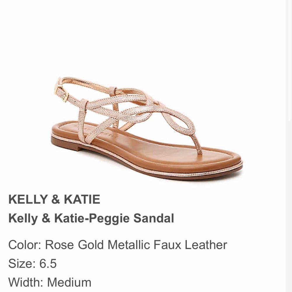 Kelly & Katie Peggie Sandal in Rose Gold Metallic Faux Leather Women's Size 6.5